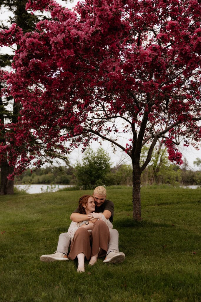 Photograph of engagement portraits at Park Point in Duluth, Minnesota.
