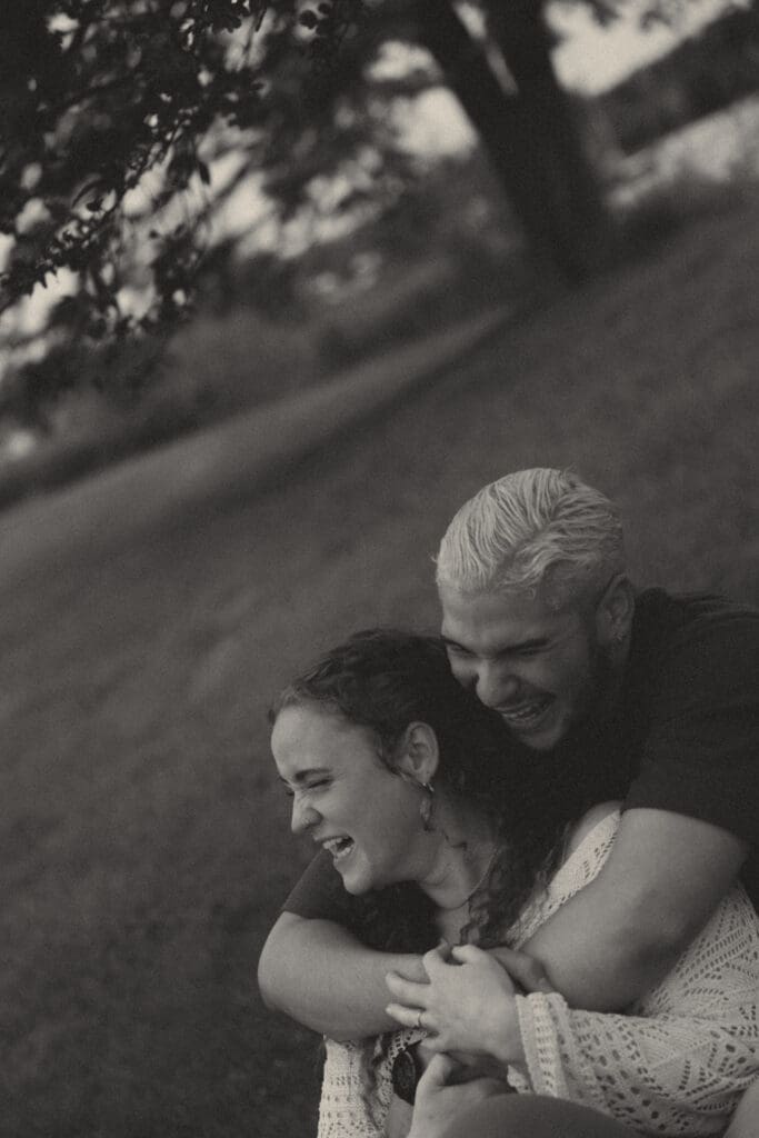 Photograph of engagement portraits at Park Point in Duluth, Minnesota.