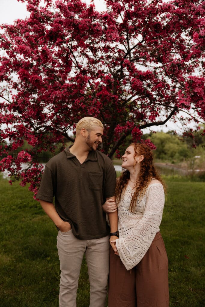 Photograph of engagement portraits at Park Point in Duluth, Minnesota.