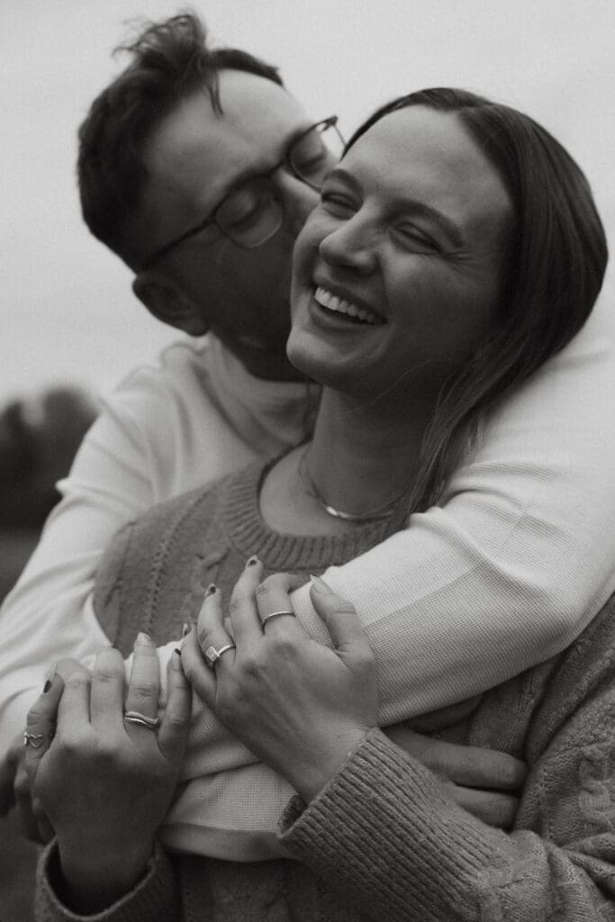 Photograph of engagement portraits at Hiawatha Golf Course in Minneapolis Minnesota.