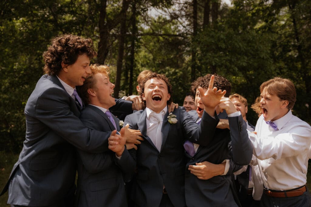 Photograph of a wedding at Bethany Bible Camp in Bemidji, Minnesota. 