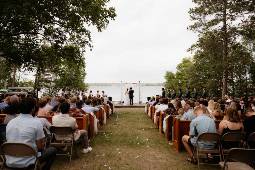 Photograph of a wedding at Bethany Bible Camp in Bemidji, Minnesota. 