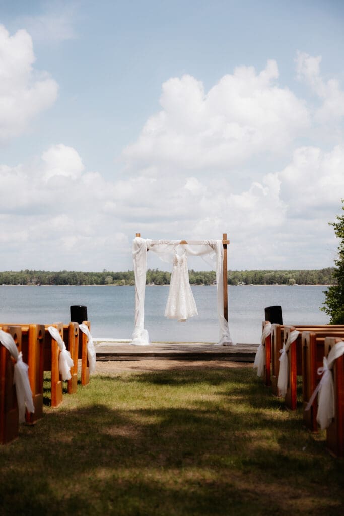 Photograph of a wedding at Bethany Bible Camp in Bemidji, Minnesota. 