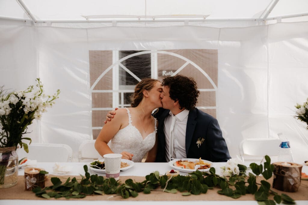 Photograph of a wedding at Bethany Bible Camp in Bemidji, Minnesota. 
