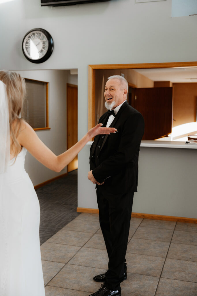 Photograph of a winter wedding at the Tenstrike Community Church in Bemidji, Minnesota by Minnesota wedding photographer and videographer, Alyssa Thompson Media.