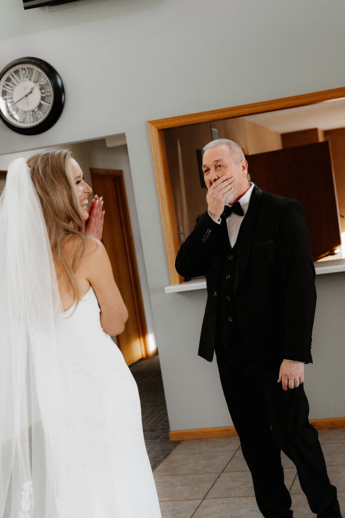Photograph of a winter wedding at the Tenstrike Community Church in Bemidji, Minnesota by Minnesota wedding photographer and videographer, Alyssa Thompson Media.