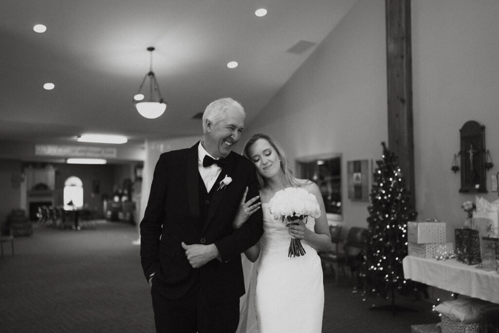 Photograph of a winter wedding at the Tenstrike Community Church in Bemidji, Minnesota by Minnesota wedding photographer and videographer, Alyssa Thompson Media.