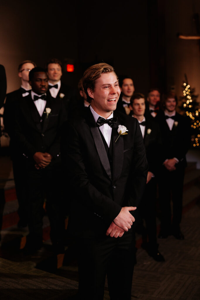 Photograph of a winter wedding at the Tenstrike Community Church in Bemidji, Minnesota by Minnesota wedding photographer and videographer, Alyssa Thompson Media.