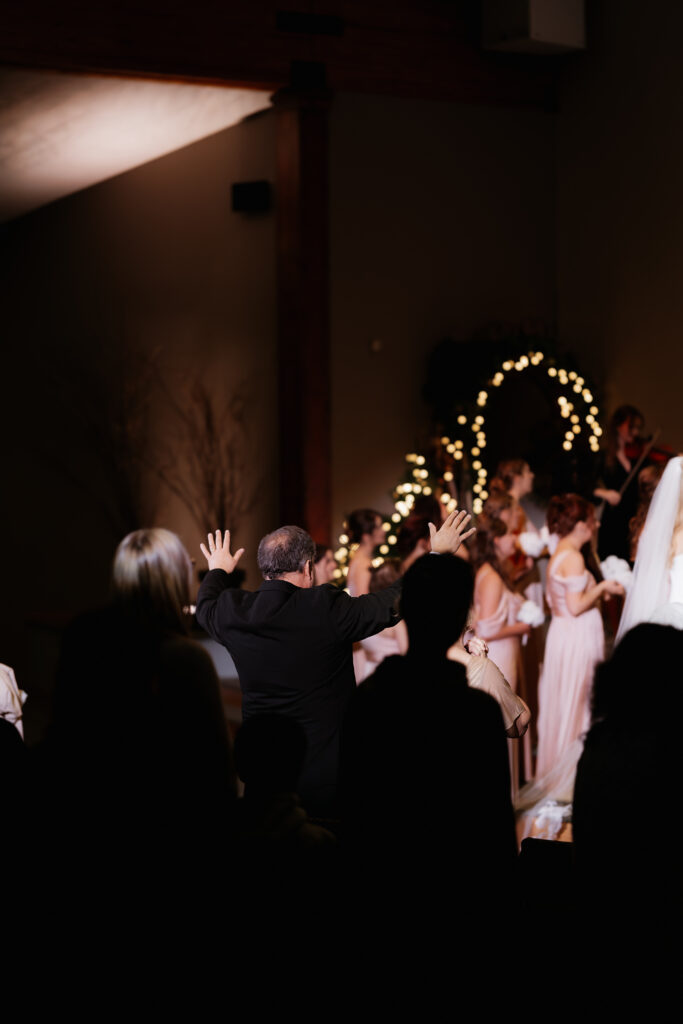 Photograph of a winter wedding at the Tenstrike Community Church in Bemidji, Minnesota by Minnesota wedding photographer and videographer, Alyssa Thompson Media.