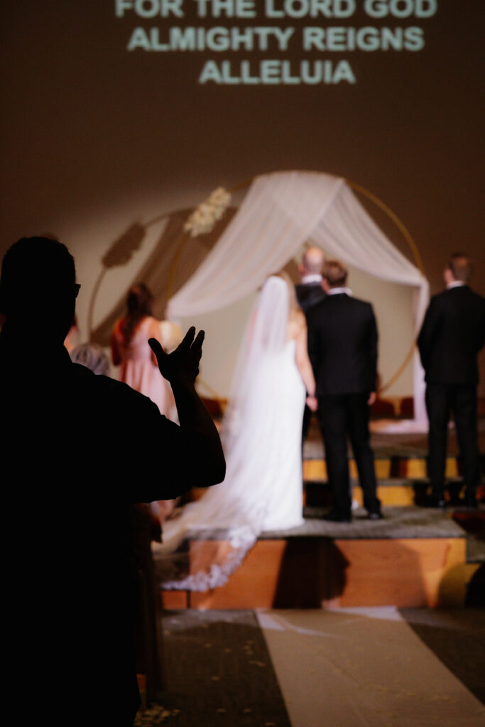 Photograph of a winter wedding at the Tenstrike Community Church in Bemidji, Minnesota by Minnesota wedding photographer and videographer, Alyssa Thompson Media.