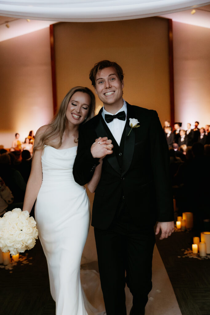 Photograph of a winter wedding at the Tenstrike Community Church in Bemidji, Minnesota by Minnesota wedding photographer and videographer, Alyssa Thompson Media.
