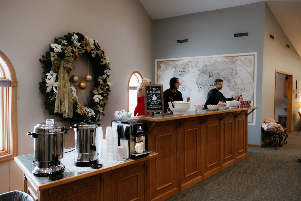 Photograph of a winter wedding at the Tenstrike Community Church in Bemidji, Minnesota by Minnesota wedding photographer and videographer, Alyssa Thompson Media.