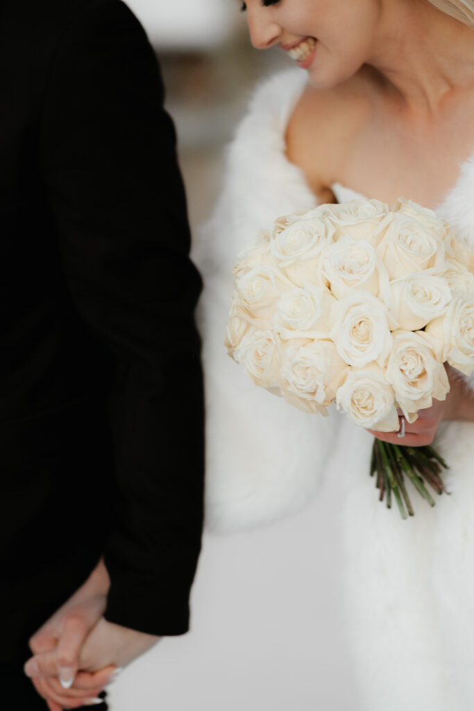 Photograph of a winter wedding at the Tenstrike Community Church in Bemidji, Minnesota by Minnesota wedding photographer and videographer, Alyssa Thompson Media.