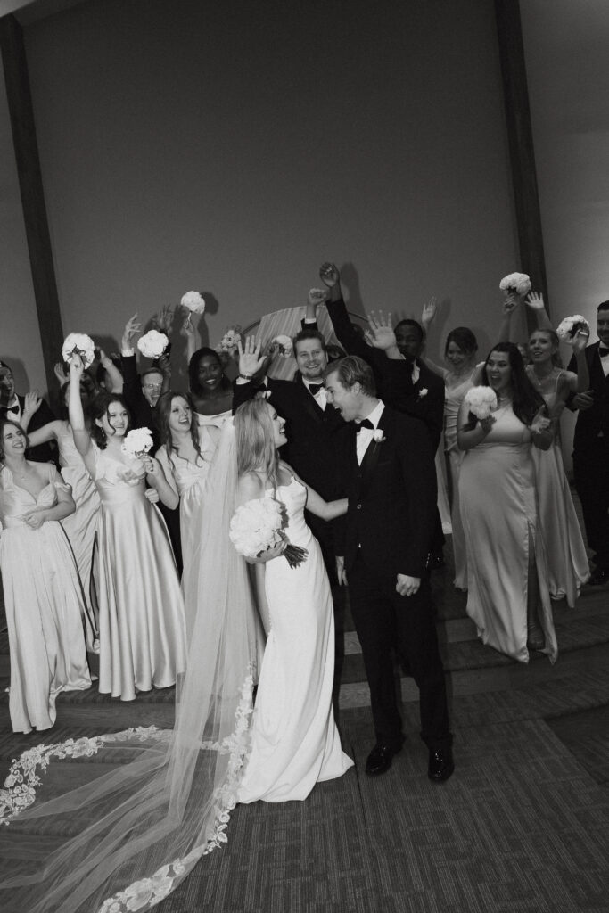 Photograph of a winter wedding at the Tenstrike Community Church in Bemidji, Minnesota by Minnesota wedding photographer and videographer, Alyssa Thompson Media.