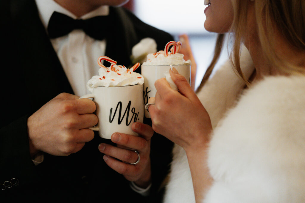 Photograph of a winter wedding at the Tenstrike Community Church in Bemidji, Minnesota by Minnesota wedding photographer and videographer, Alyssa Thompson Media.
