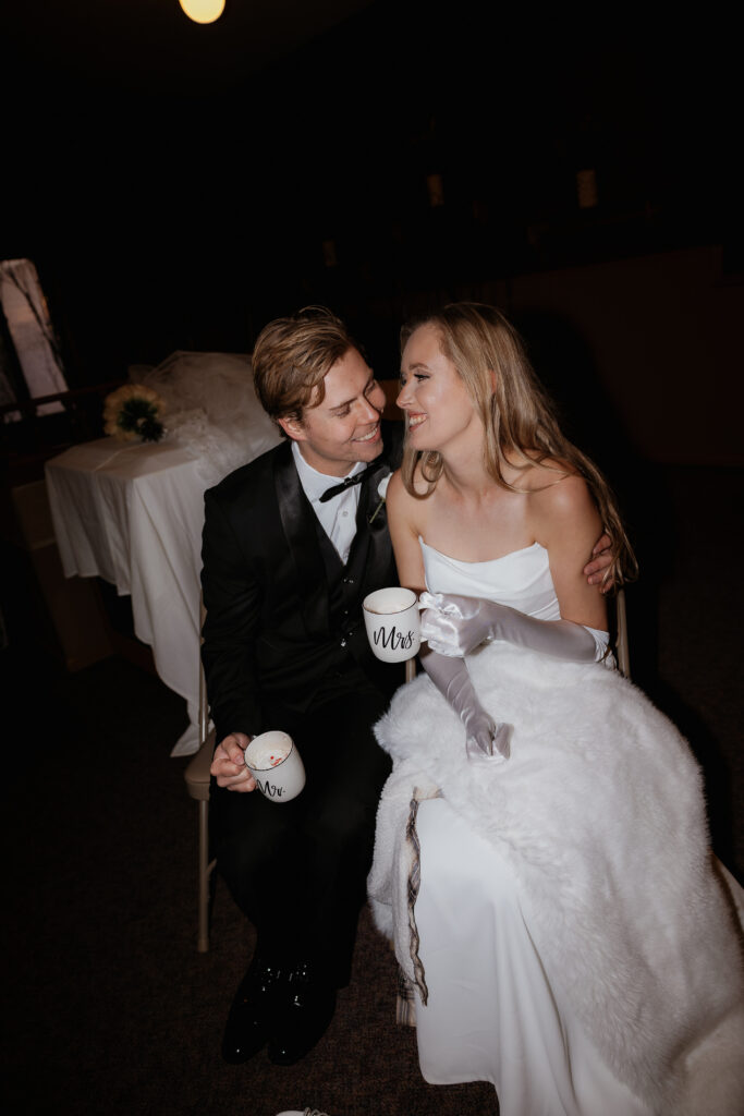 Photograph of a winter wedding at the Tenstrike Community Church in Bemidji, Minnesota by Minnesota wedding photographer and videographer, Alyssa Thompson Media.