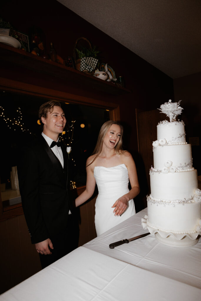 Photograph of a winter wedding at the Tenstrike Community Church in Bemidji, Minnesota by Minnesota wedding photographer and videographer, Alyssa Thompson Media.
