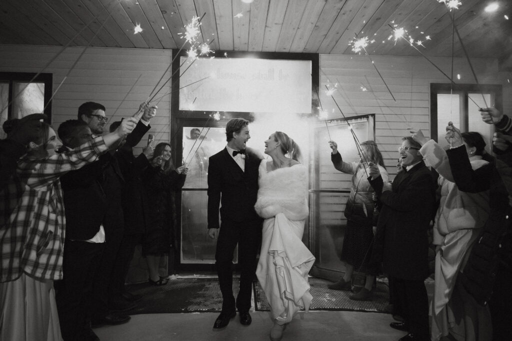 Photograph of a winter wedding at the Tenstrike Community Church in Bemidji, Minnesota by Minnesota wedding photographer and videographer, Alyssa Thompson Media.