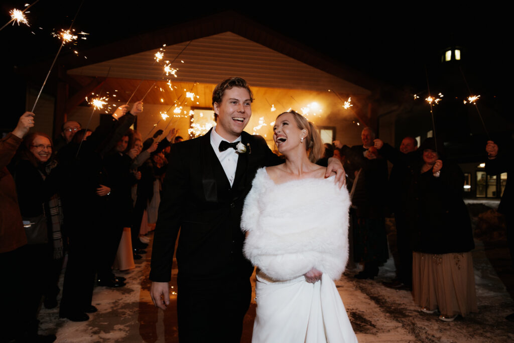 Photograph of a winter wedding at the Tenstrike Community Church in Bemidji, Minnesota by Minnesota wedding photographer and videographer, Alyssa Thompson Media.
