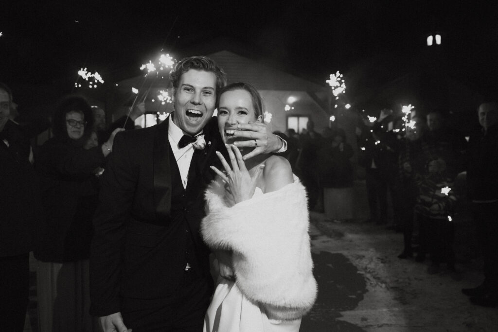 Photograph of a winter wedding at the Tenstrike Community Church in Bemidji, Minnesota by Minnesota wedding photographer and videographer, Alyssa Thompson Media.