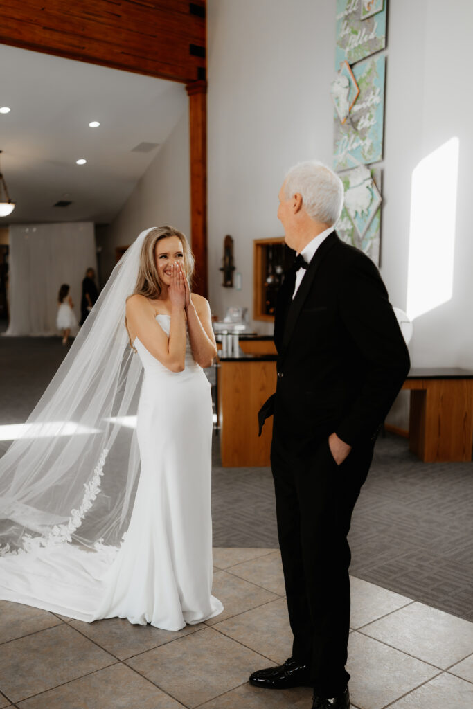 Photograph of a winter wedding at the Tenstrike Community Church in Bemidji, Minnesota by Minnesota wedding photographer and videographer, Alyssa Thompson Media.